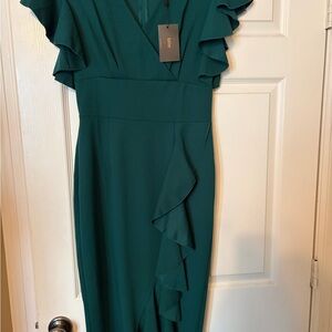 Green Ruffle Midi Dress